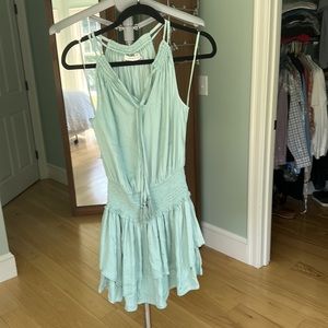 Smocked Waist Green Mini Dress
